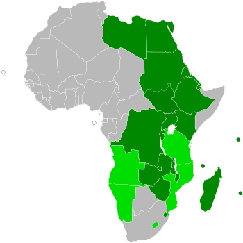 Carte des États membres la COMESA.